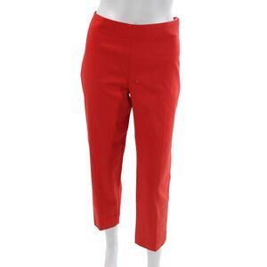 Socapri Women Cropped Red Cotton Zip Pants Size 46